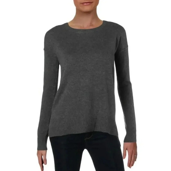 AQUA Womens 100% Cashmere Speckled Dark Grey Crew Neck Sweater Size XS Gray NEW - Picture 1 of 11